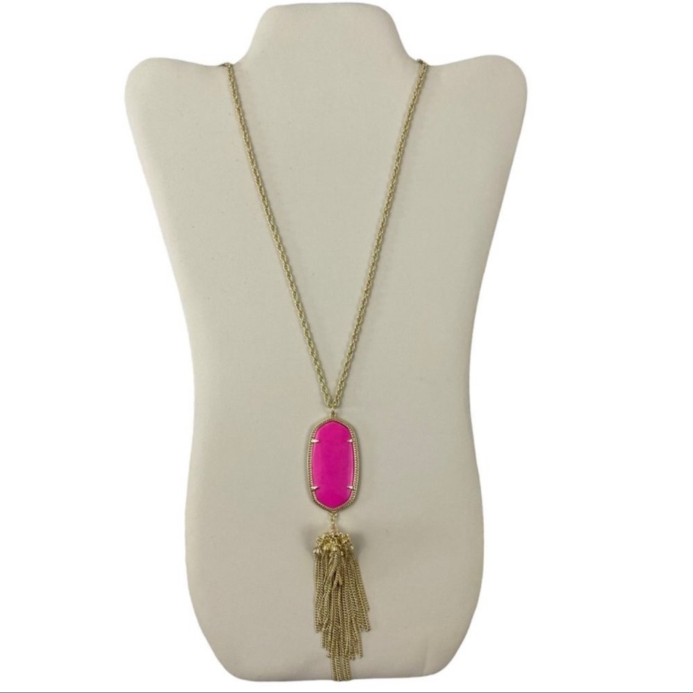 Kendra Scott Rayna gold chain link stone pendant tassel